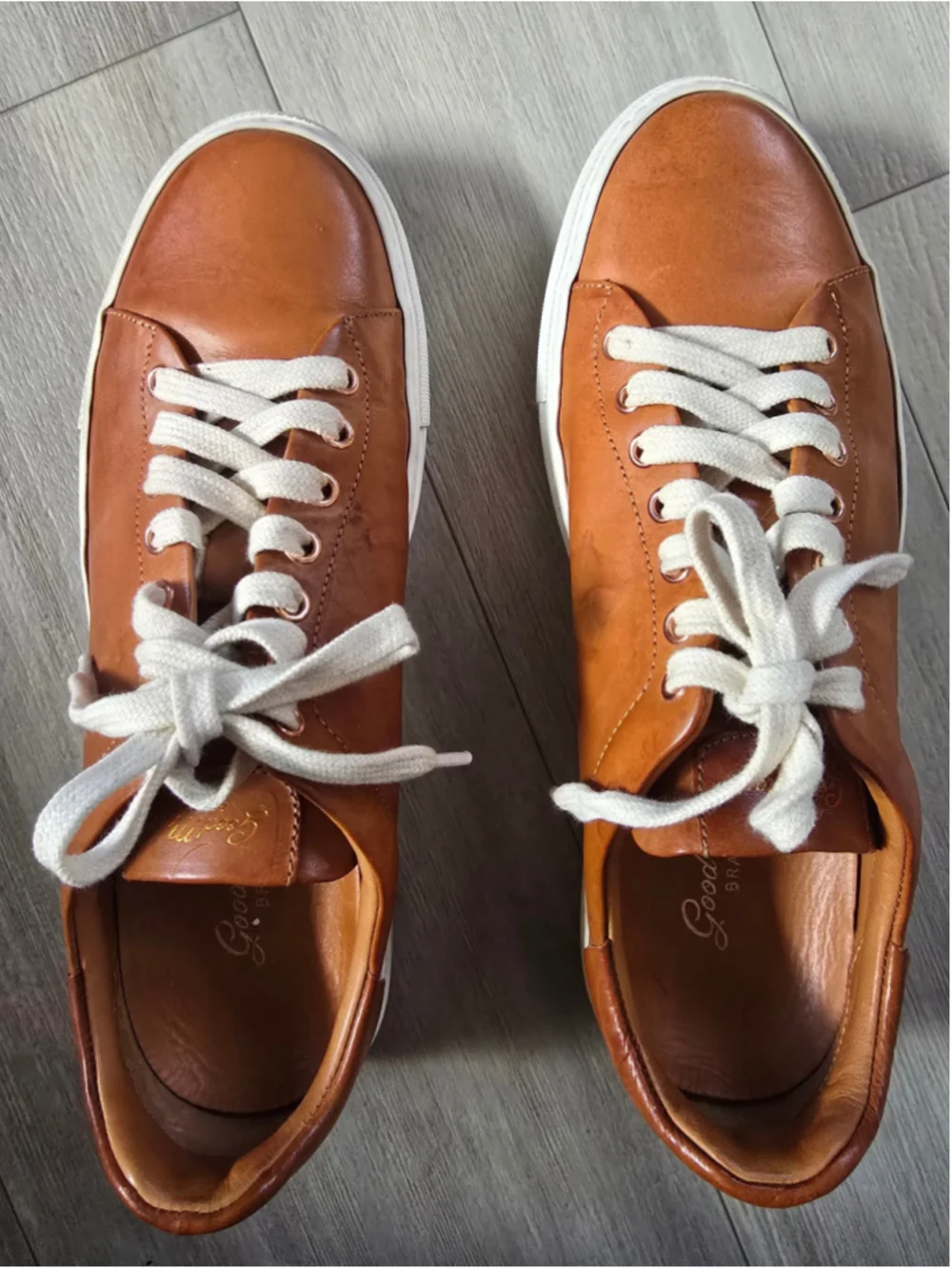 Men's Good Man BrandLegend Lo vachetta Leather Sneakers Brown and White Size 9